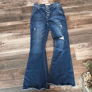 Kancan Stylish Blue Flared Women Jeans